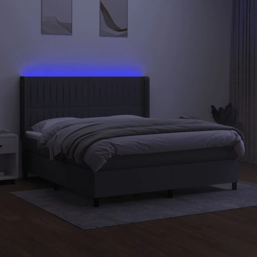 ΚΡΕΒΑΤΙ BOXSPRING ΜΕ ΣΤΡΩΜΑ &amp; LED ΣΚ.ΓΚΡΙ 160X200 ΕΚ ΥΦΑΣΜΑΤΙΝΟ 3138486