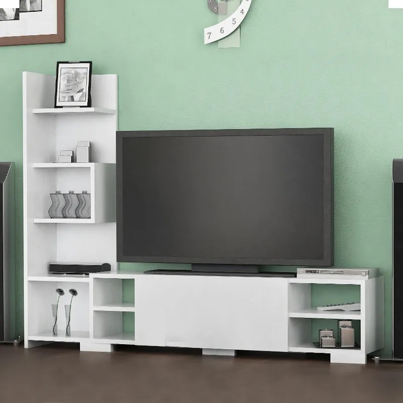 Έπιπλο τηλεόρασης Pera Megapap χρώμα λευκό 160x29,5x120εκ.