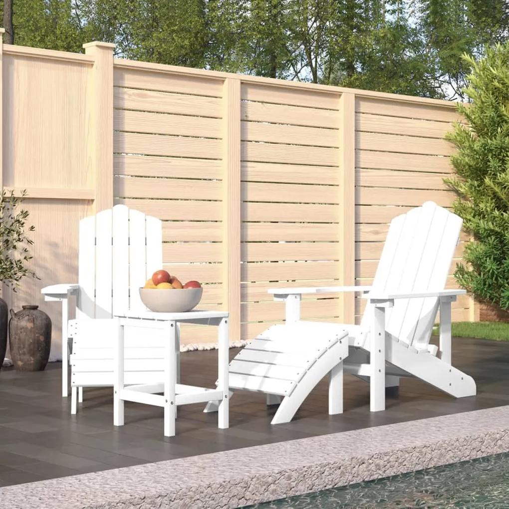 3095712 vidaXL Καρέκλες Κήπου Adirondack με Υποπόδιο&amp;Τραπεζάκι Λευκές από HDPE Λευκό, 1 Τεμάχιο