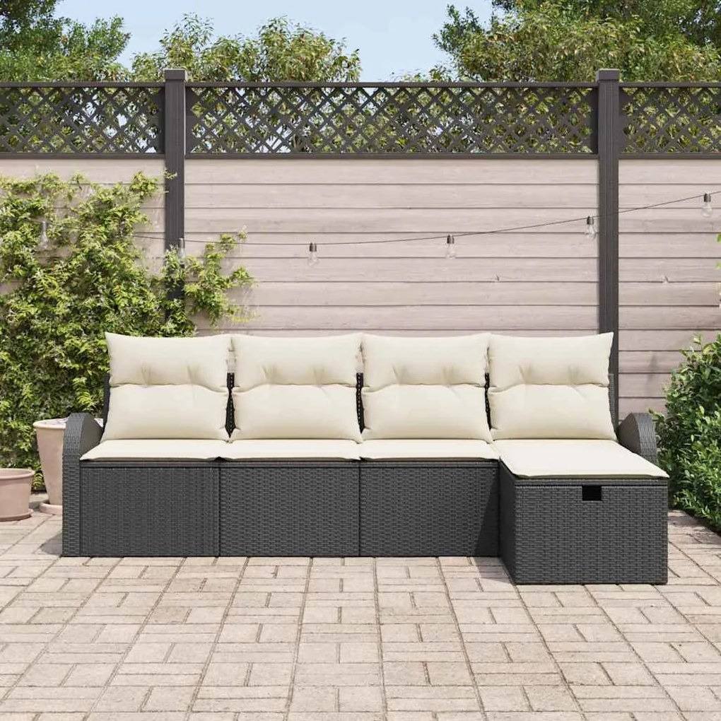 vidaXL Σετ Καναπέ Κήπου με μαξιλάρι 5 pcs Μαύρο Πολυ ράταν