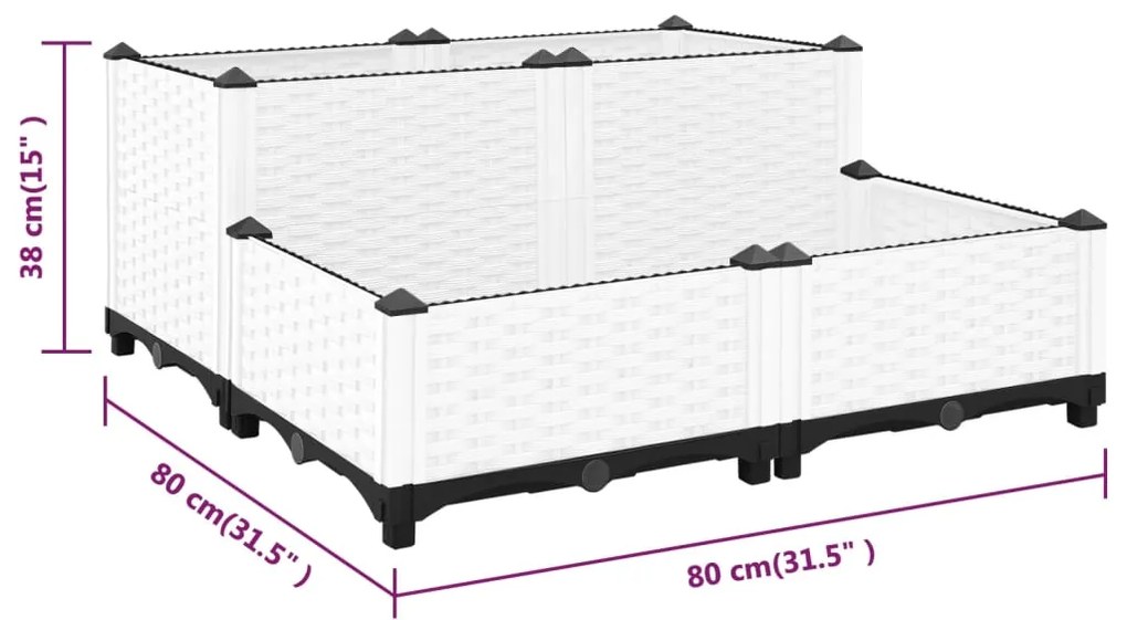 vidaXL Ζαρντινιέρα 80 x 80 x 38 εκ. από Πολυπροπυλένιο