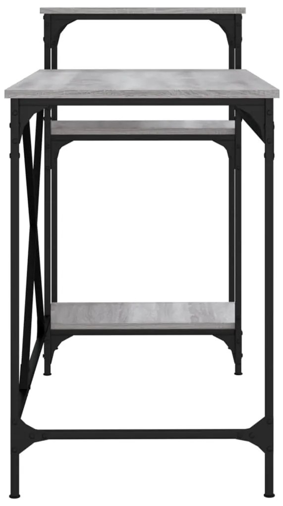vidaXL Γραφείο με Ράφια Γκρι Sonoma 135x50x90 εκ. Επεξ. Ξύλο/Σίδηρος