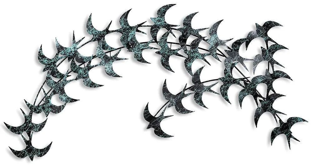 Διακοσμητικό Τοίχου Kirlangic 930DYU1246 75x136cm Black-Blue Wallity Μέταλλο