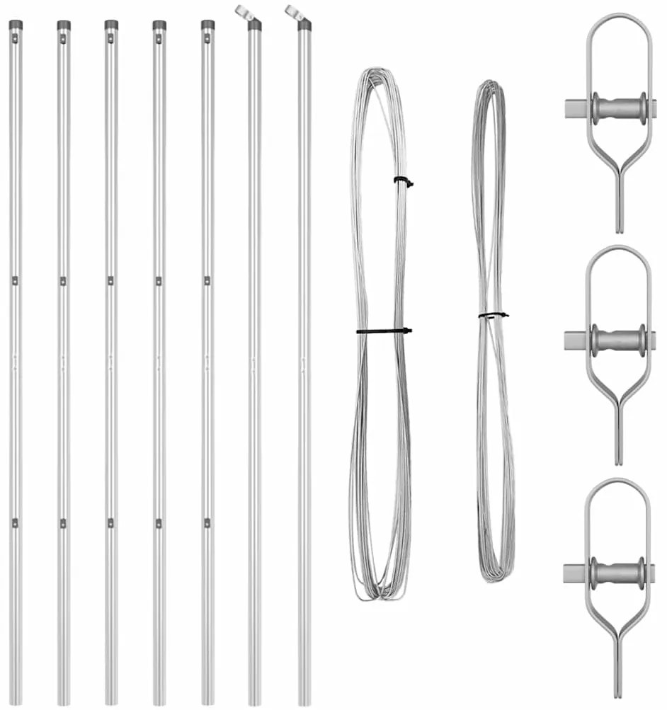 vidaXL Πό posts φράχτη 7 pcs Ασημί Ø32mm 150 εκ Γαλβανισμένος χάλυβας