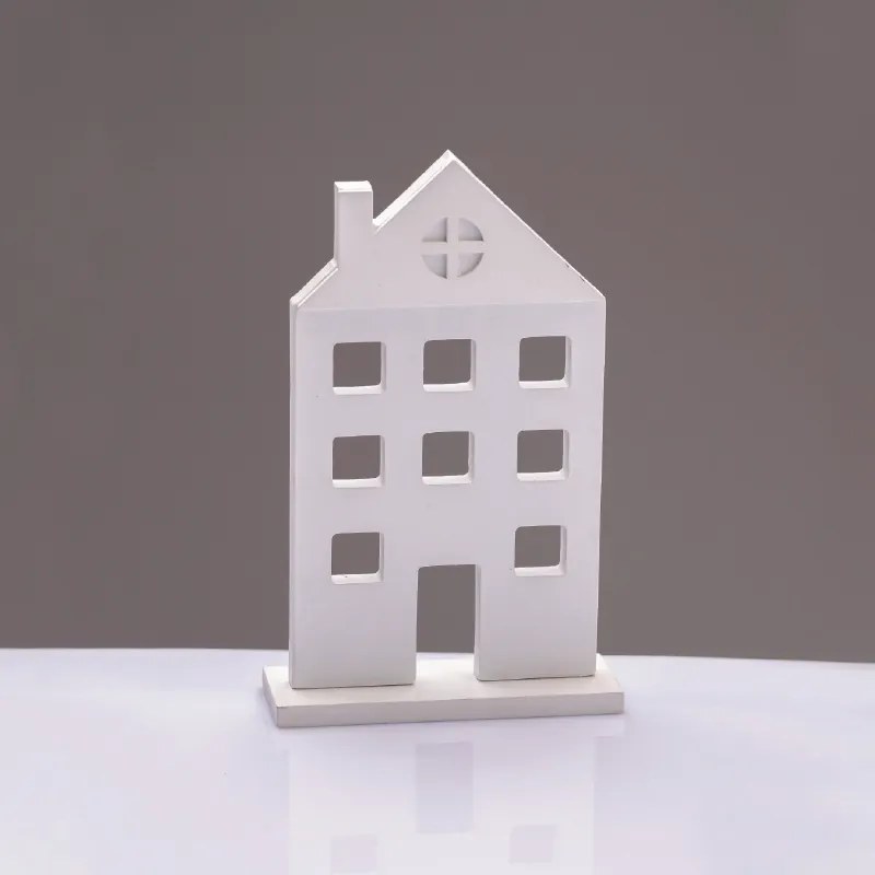 WOODEN DECORATIVE WHITE HOUSE WITH BASE ΔΙΑΚΟΣΜΗΤΙΚΟ ΜΟΤΙΦ 14*5*23cm ACA X062372