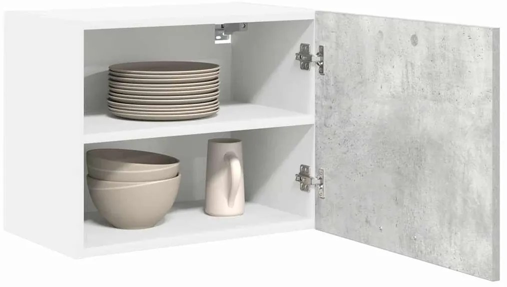 vidaXL Κρεμαστό ντουλάπι με αποθήκευση 2 pcs Σκυρόδεμα Γκρι και Λευκό