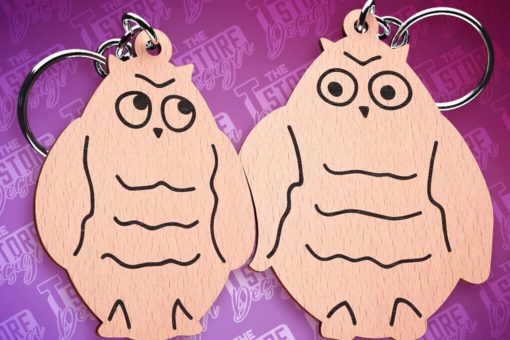 Σετ των 3 Intra απο ξύλο plywood 3mm-4mm πάχος – Κουκουβάγια Family Puzzle Μπρελόκ | Αρχεία CNC Δίασταση 5x5 cm INTRAFABR-87306117