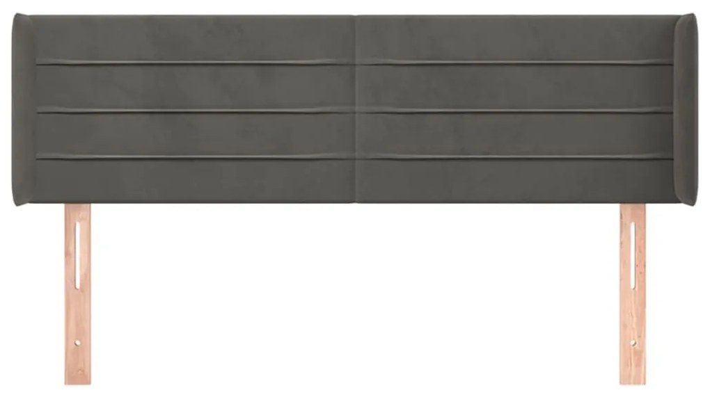 Κεφαλάρι με Πτερύγια Σκούρο Γκρι 147x16x78/88 εκ. Βελούδινο 3118957