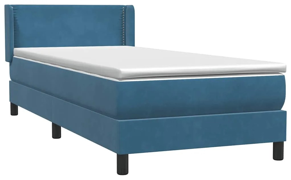 vidaXL Κρεβάτι Boxspring με Στρώμα Σκούρο Μπλε 100x210 εκ. Βελούδινο