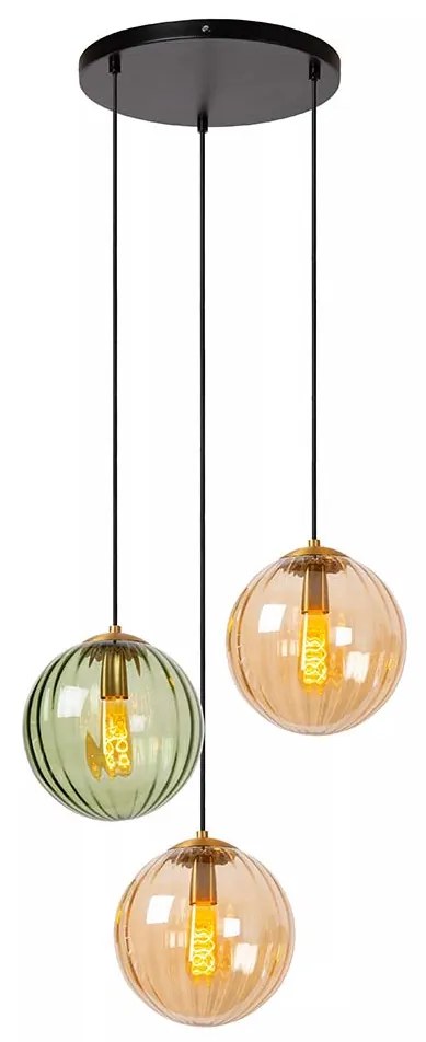 Φωτιστικό Κρεμαστό Lucide 45493-03-33 MONSARAZ Πράσινο (Green)|Μελί (Amber)