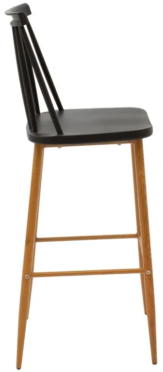 Σκαμπό μπαρ Aurora pakoworld PP μαύρο-φυσικό πόδι 42x49x109εκ