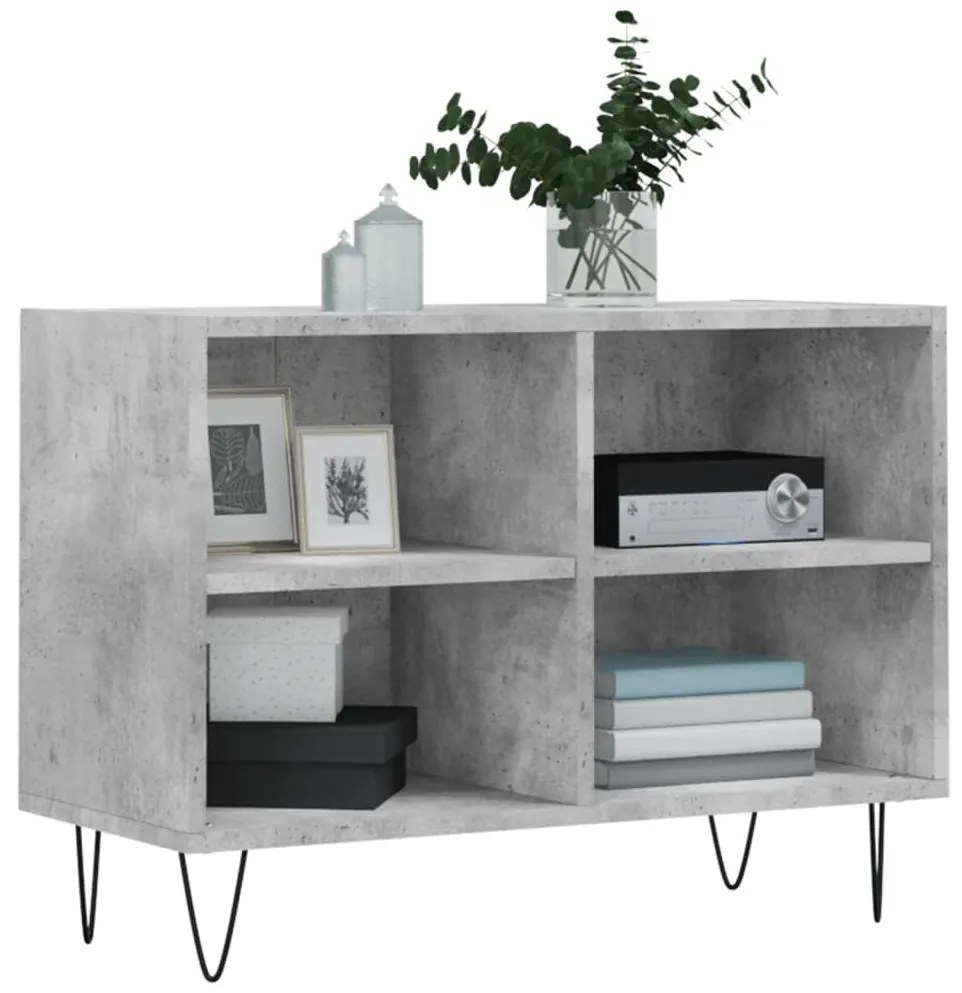 vidaXL Έπιπλο Τηλεόρασης Γκρι Σκυροδέματος 69,5x30x50 εκ. Επεξ. Ξύλο