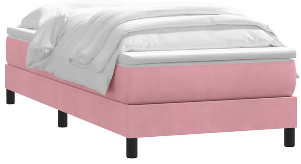 vidaXL Box Spring κρεβάτι με στρώμα ροζ 80x210 εκ. Βελούδινο