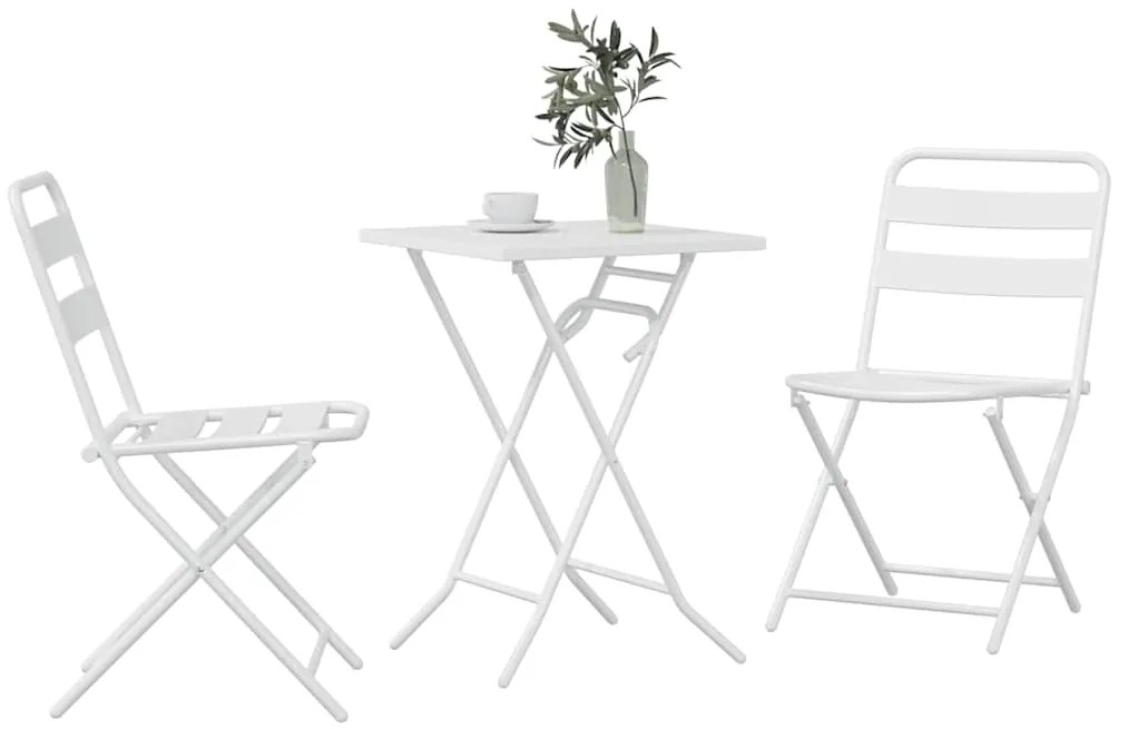 vidaXL Σετ Μπιστρό Κήπου 3 pcs Λευκό Ατσάλι