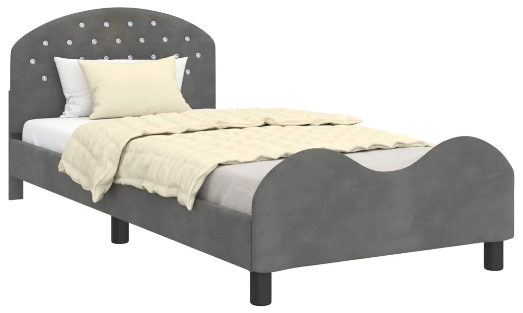 vidaXL Κρεβάτι Παιδικής Κρεβατοκάμαρας με Κεφαλάκι Σκούρο Γκρι Βελούδο