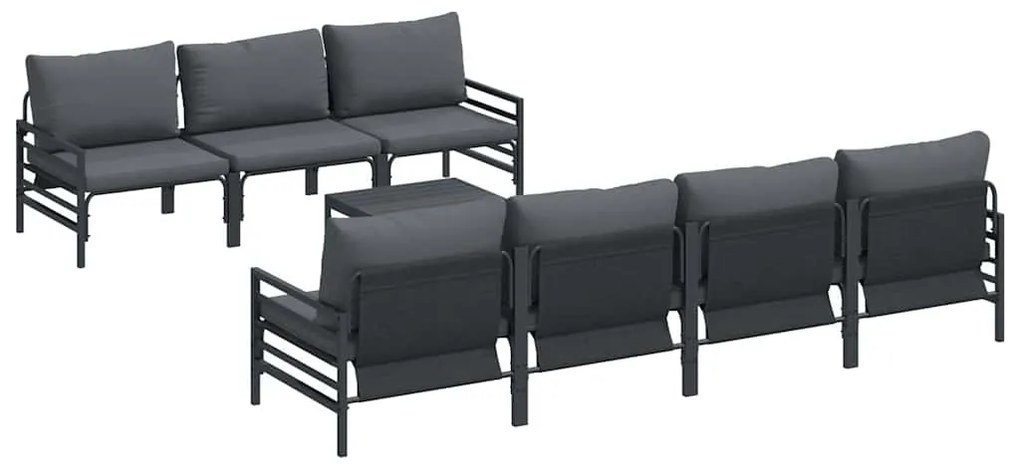 vidaXL Σετ Καναπέ Κήπου με μαξιλάρι 8 pcs Ανθρακί Ατσάλι & Ύφασμα