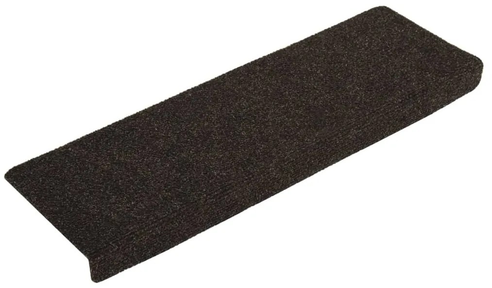 vidaXL Πατάκια Σκάλας 15 τεμ. Σκούρο καφέ 65x21x4 εκ. Βελονιασμένα