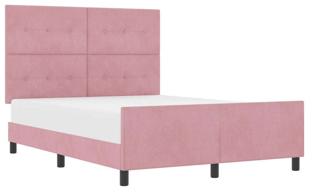 vidaXL Σκελετός Κρεβατιού με κεφαλάρι Ροζ 160 x 200 cm Βελούδο
