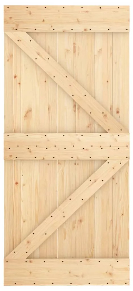 vidaXL Συρόμενη Μεσόπορτα με Μηχανισμό 95 x 210 εκ. Μασίφ Ξύλο Πεύκου