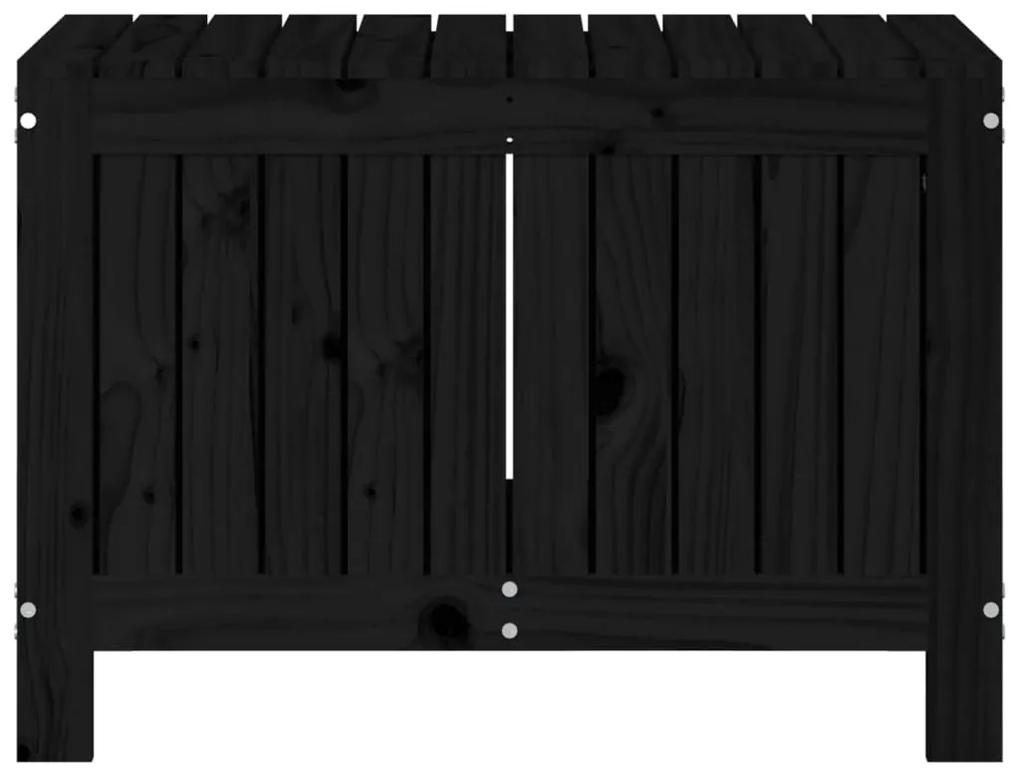 Κουτί Αποθήκευσης Κήπου Μαύρο 76x42,5x54 εκ. Μασίφ Ξύλο Πεύκου - Μαύρο
