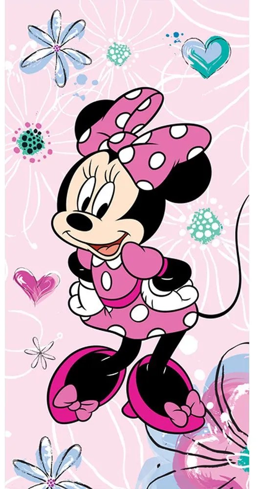 Πετσέτα Παιδική Βελουτέ Minnie 02 Pink Viopros Σώματος 70x140cm 100% Βαμβάκι