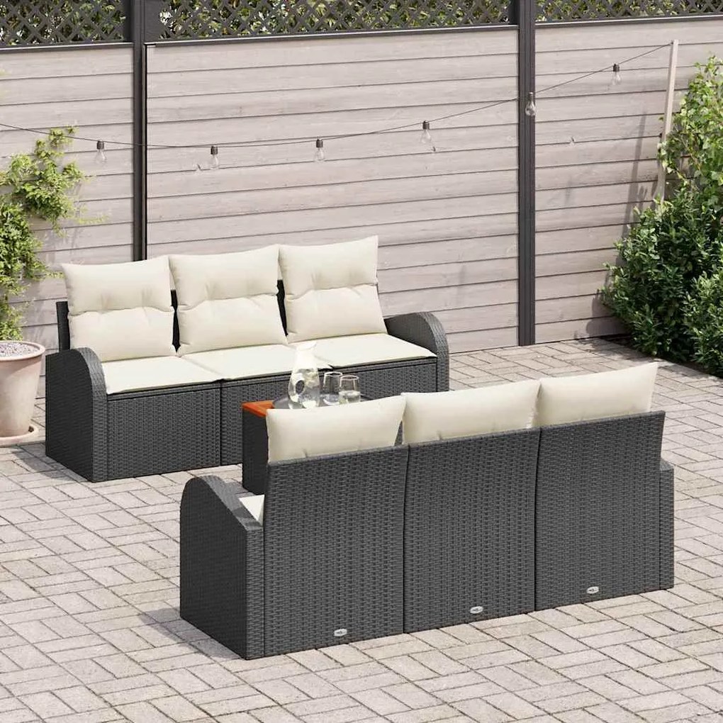 vidaXL Σετ Καναπέ Κήπου 7 pcs Μαύρο Πολυ ράταν