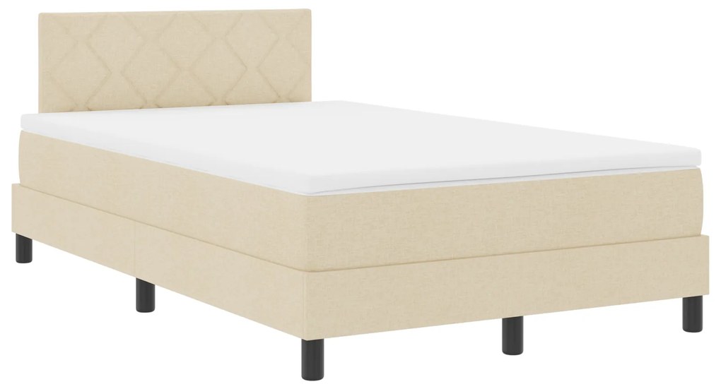 vidaXL Κρεβάτι Box Spring με Στρώμα Κρέμα 120x200 εκ Ύφασμα