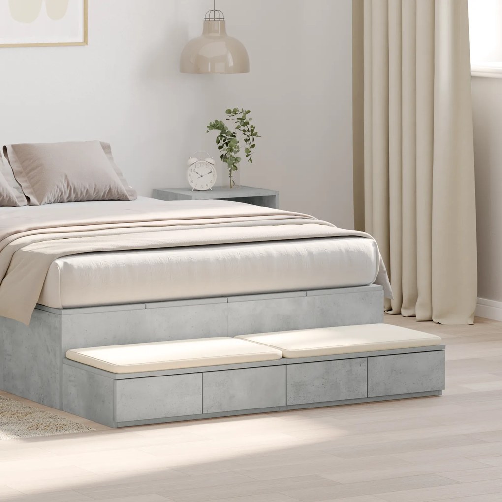 vidaXL Κομοδίνα Σκυρόδεμα Γκρι 120x36.5x16.5 εκ.