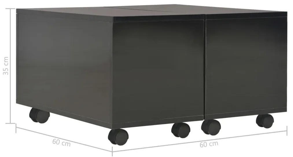 Τραπεζάκι Σαλονιού Γυαλιστερό Μαύρο 60x60x35 εκ. Επεξ. Ξύλο - Μαύρο