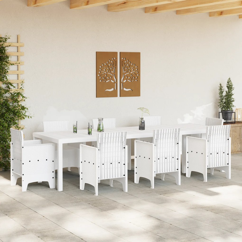 vidaXL Τραπέζι Κήπου Λευκό 300x100x73 cm Πολυ Ρατάν