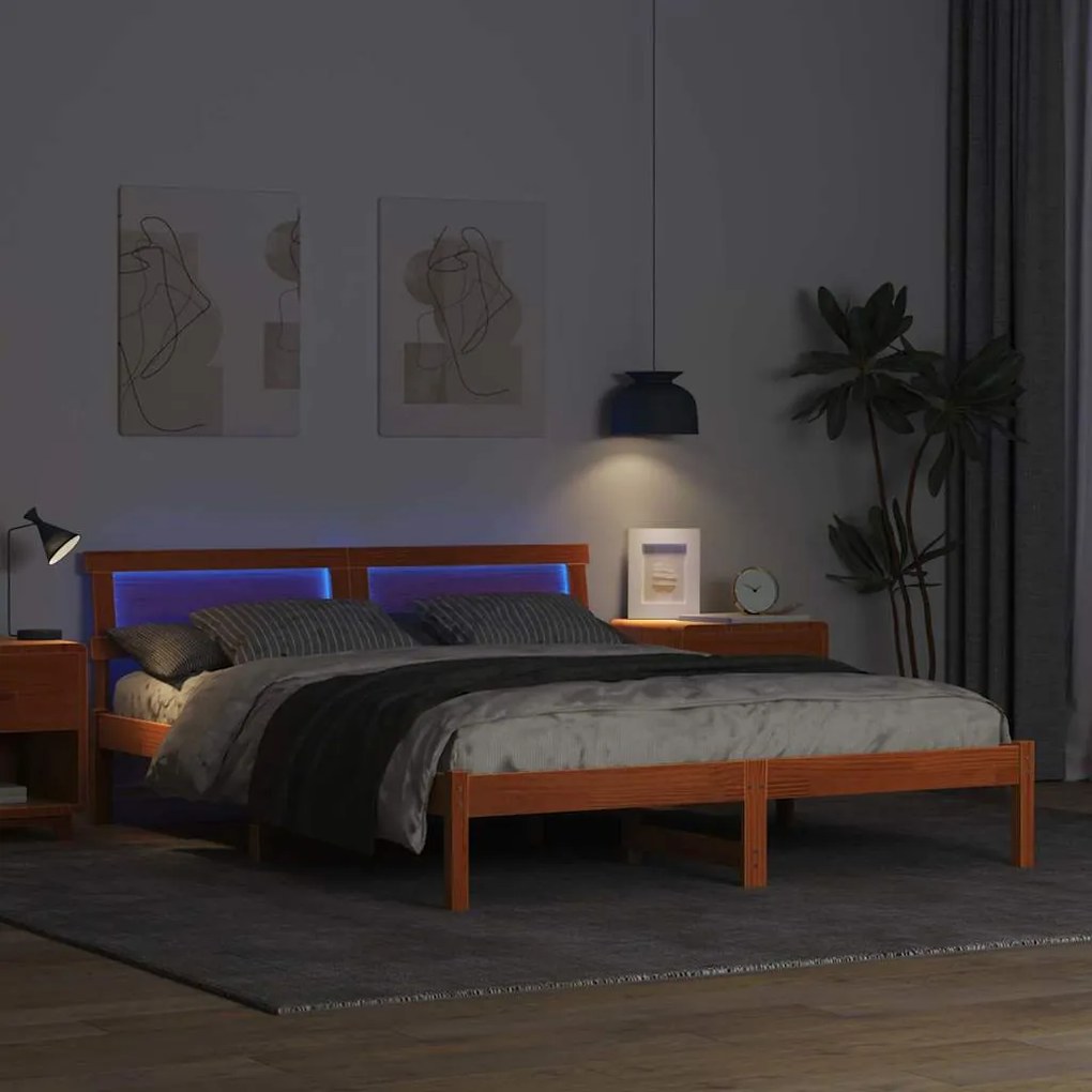 vidaXL Σκελετός Κρεβατιού Καφέ κεριού 140 x 200 cm Μασίφ ξύλο πεύκου