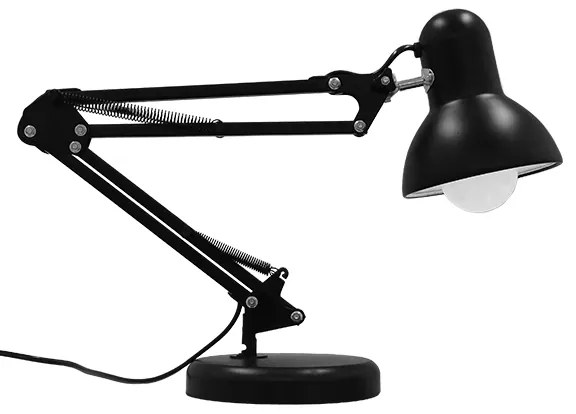 GloboStar DESK BLACK 01538 Μοντέρνο Επιτραπέζιο Φωτιστικό Γραφείου Μονόφωτο Μεταλλικό Μαύρο Λευκό Φ12 x Υ67cm