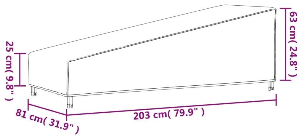 Καλύμματα Ξαπλώστρας 2 τεμ. Μαύρα 203x81x25/63 εκ. Ύφ. Oxford - Μαύρο