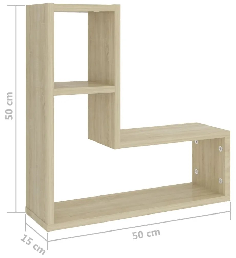 Ραφιέρες Τοίχου 2 τεμ. Sonoma Δρυς 50x15x50 εκ. από Επεξ. Ξύλο - Καφέ