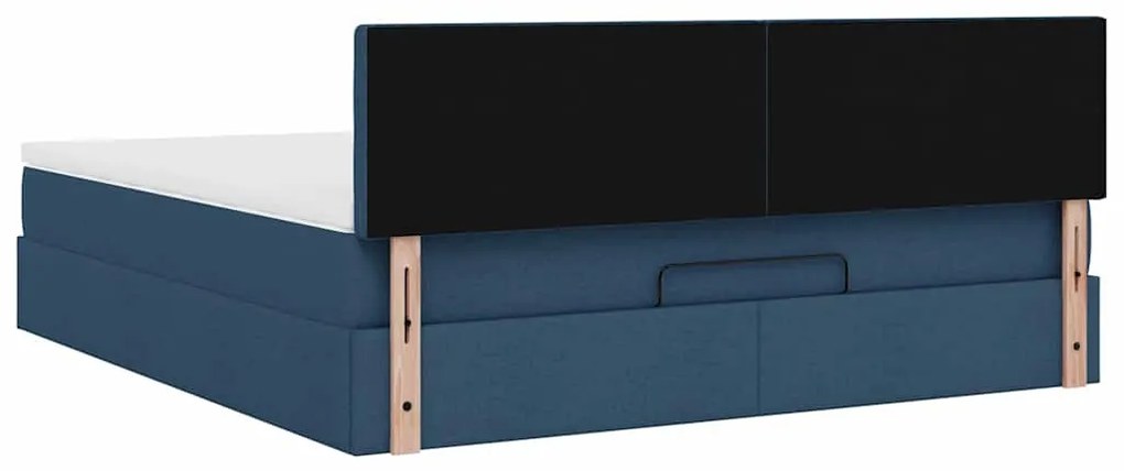 Οθωμανικό κρεβάτι με στρώμα μπλε 160x200cm ύφασμα 3311642