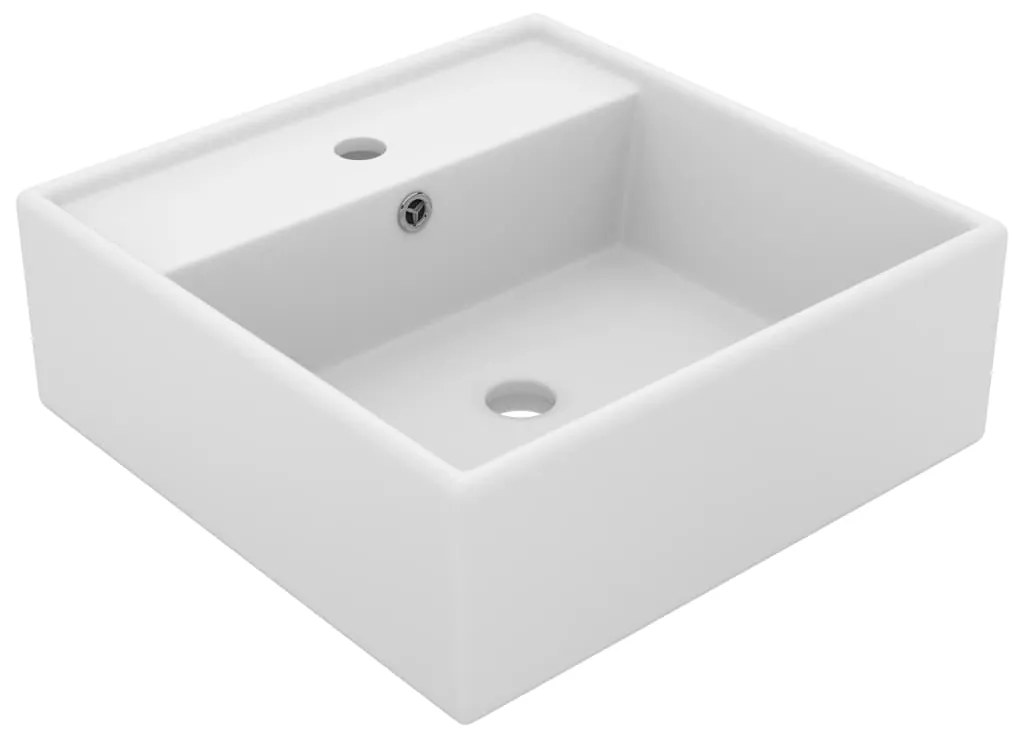 vidaXL Νιπτήρας με Υπερχείλιση Τετράγωνος Λευκό Ματ 41x41 εκ Κεραμικός