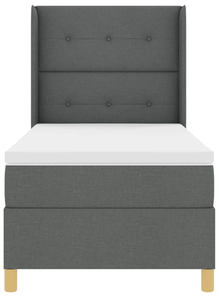 vidaXL Κρεβάτι με Στρώμα Dark Grey 90x200 εκ. Υφάσματα
