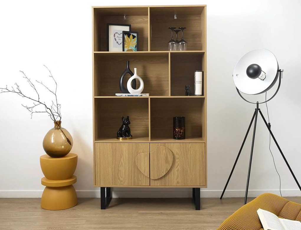 Βιβλιοθήκη Calypso Home Deco Factory με 5 ράφια και διαστάσεις 100x35x180cm - Aπόχρωση Καφέ