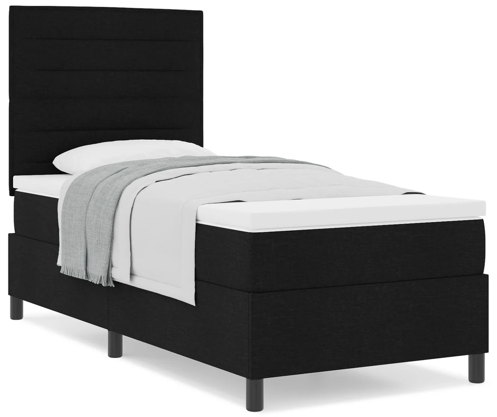 vidaXL Κρεβάτι Box Spring με Ματράζ Μαύρο 100x200 cm Ύφασμα