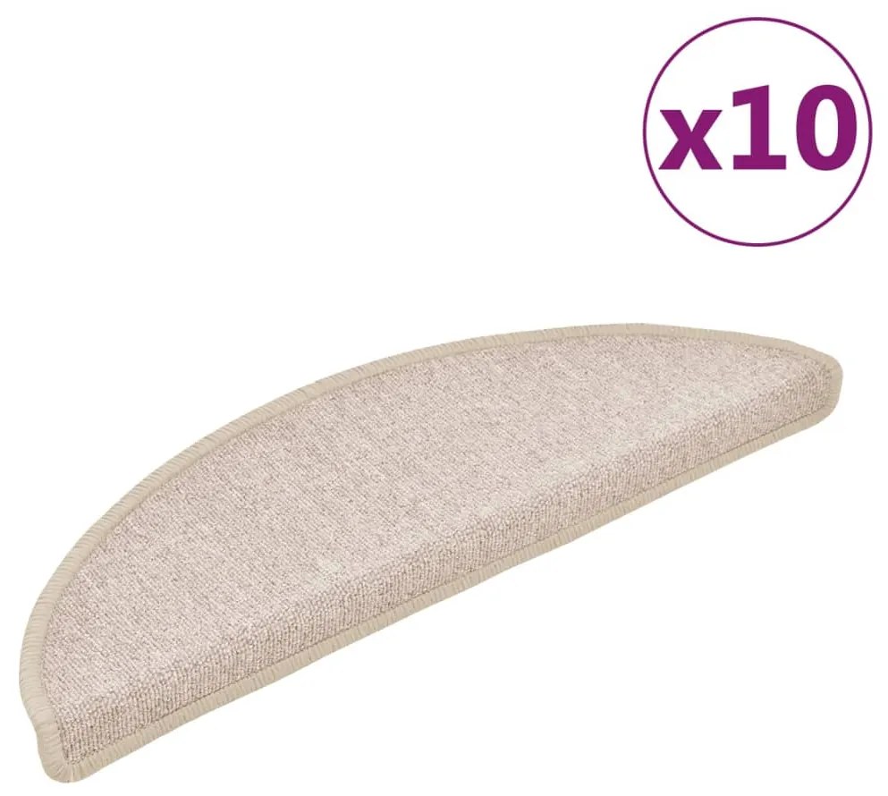 vidaXL Πατάκια Σκαλιών 10 τεμ. Μπεζ-Μπεζ Ημίκυκλα 56x17x3 εκ.