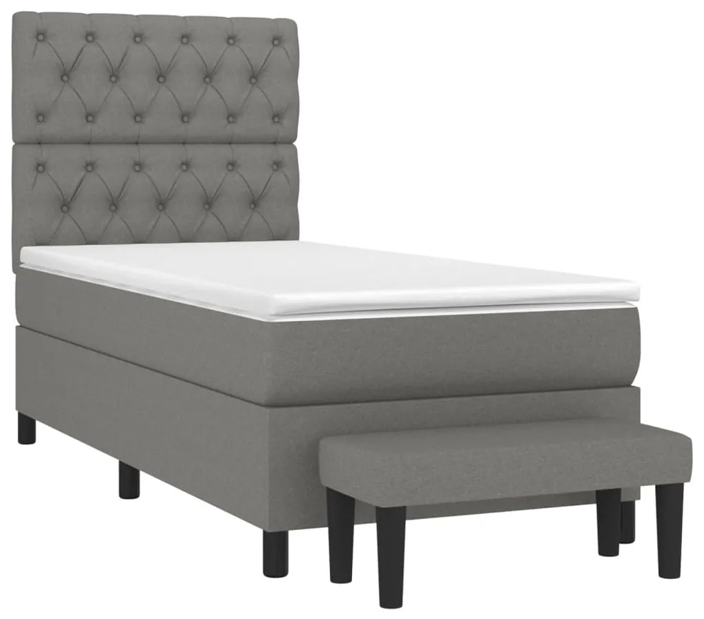 vidaXL Κρεβάτι Boxspring με Στρώμα Σκούρο Γκρι 80x200 εκ. Υφασμάτινο