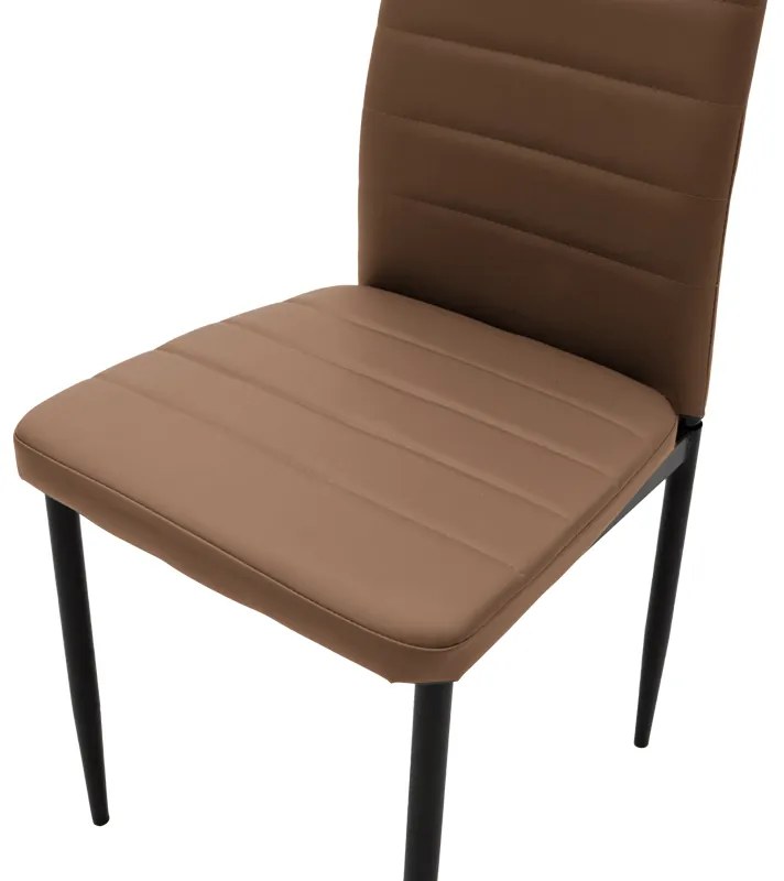 Καρέκλα Parker pakoworld PU cappuccino-μαύρο πόδι 42x48x98εκ