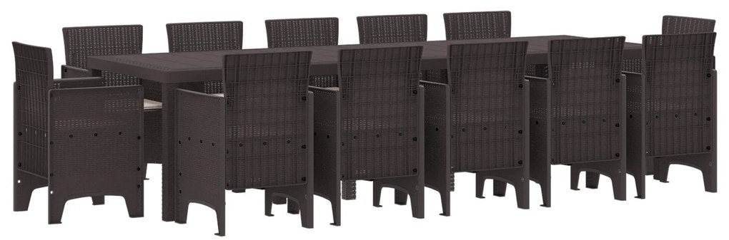 vidaXL Σέτ φαγητού για κήπο 13 pcs Καφέ και Ταπεί 300 x 100 x 73 εκ