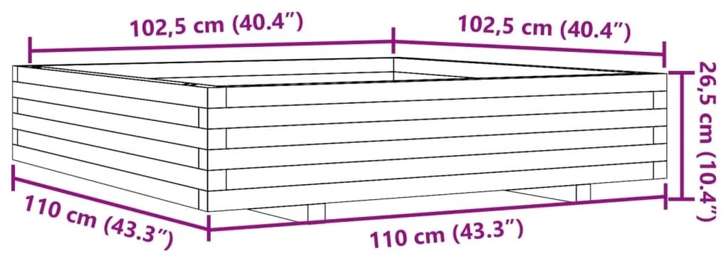 Ζαρντινιέρα Κήπου 110x110x26,5 εκ. από Μασίφ Ξύλο Ψευδοτσούγκας - Καφέ