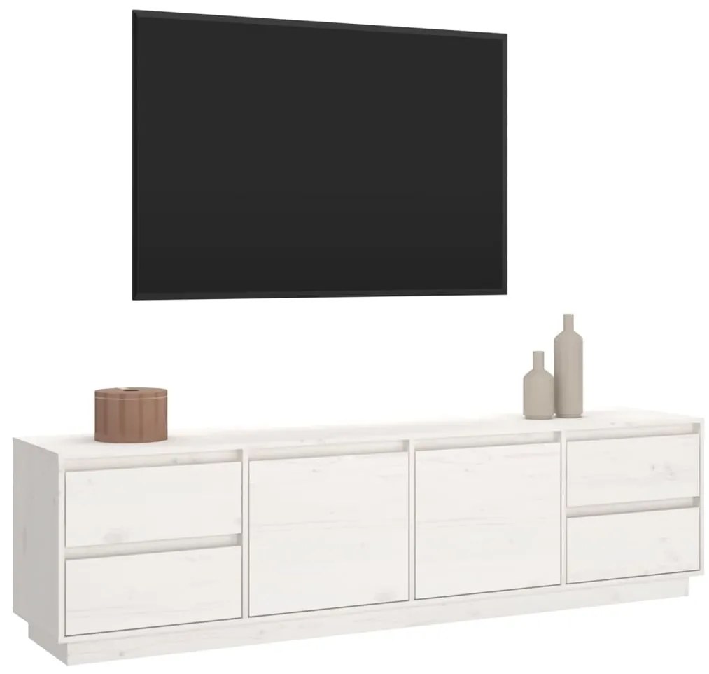 vidaXL Έπιπλο Τηλεόρασης Λευκό 176x37x47,5 εκ. από Μασίφ Ξύλο Πεύκου