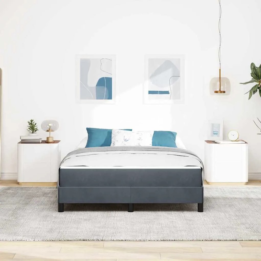 vidaXL Κρεβάτι box spring με στρώμα Σκούρο Γκρι 140 x 190 cm Βελούδο