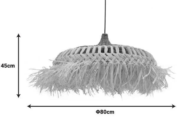 Φωτιστικό οροφής Borobe Inart sisal σε φυσικό χρώμα Φ80x45εκ 80x80x45 εκ.