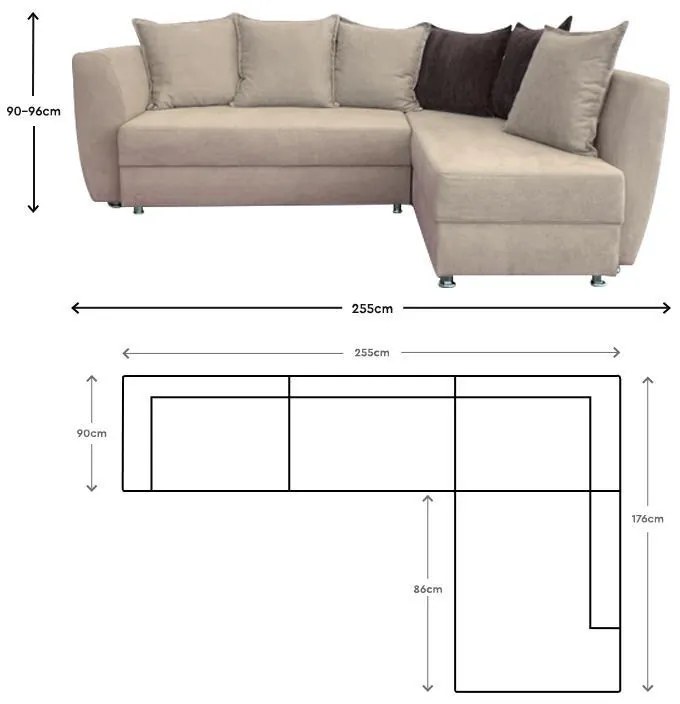 Γωνιακός Καναπές Vita Fylliana Μπέζ 255x176x90 εκ. 255x176x90 εκ.