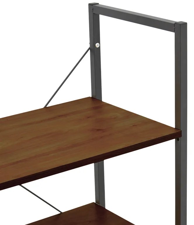 Ραφιέρα επιδαπέδια με ντουλάπι Kuili pakoworld μέταλλο μαύρο-mdf σε καρυδί απόχρωση 60x36x121εκ