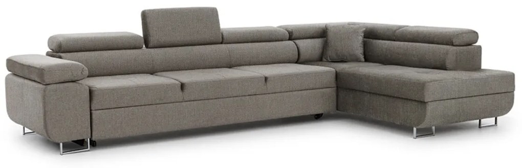 Γωνιακός καναπές Κρεβάτι Annabelle Maxi, με αποθηκευτικό χώρο, γκρί ανοιχτό 340x98x201cm-Δεξιά γωνία-BOG7234